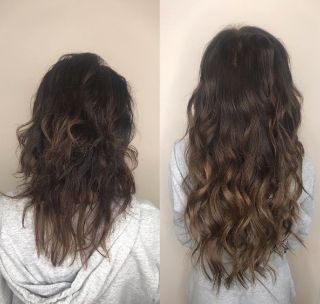 hair extensions before and after image